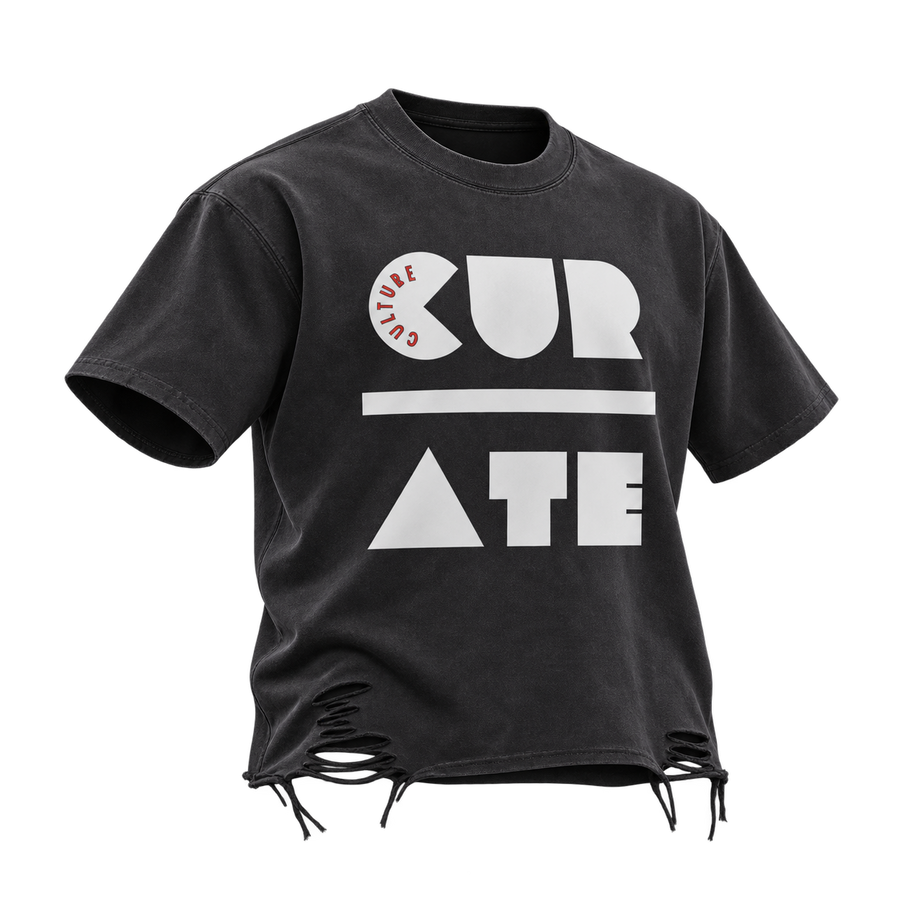 Dimensional illustration of the Curate Culture distressed tee