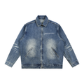 "IAM" Vintage Wash Zip Up Denim Jacket