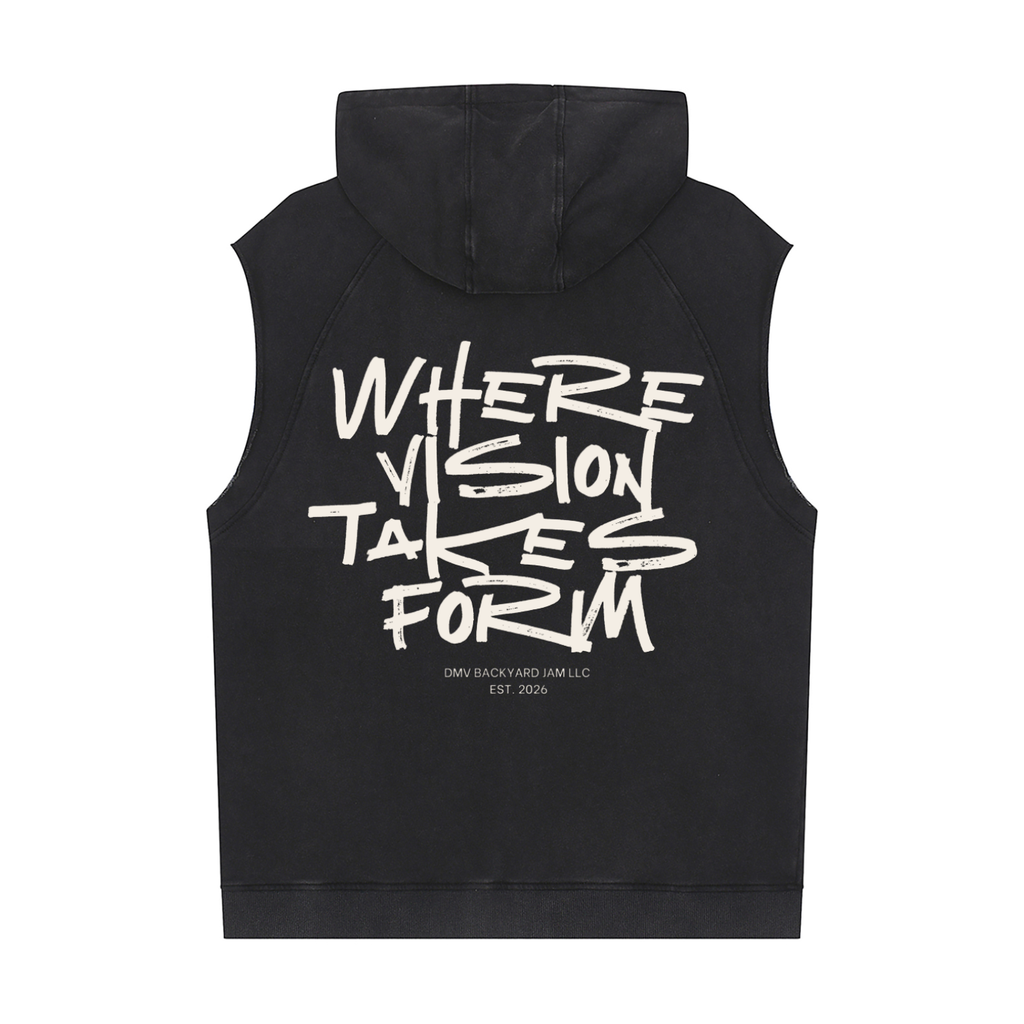 "Where Vision Takes Form" Washed Sleeveless Hoodie