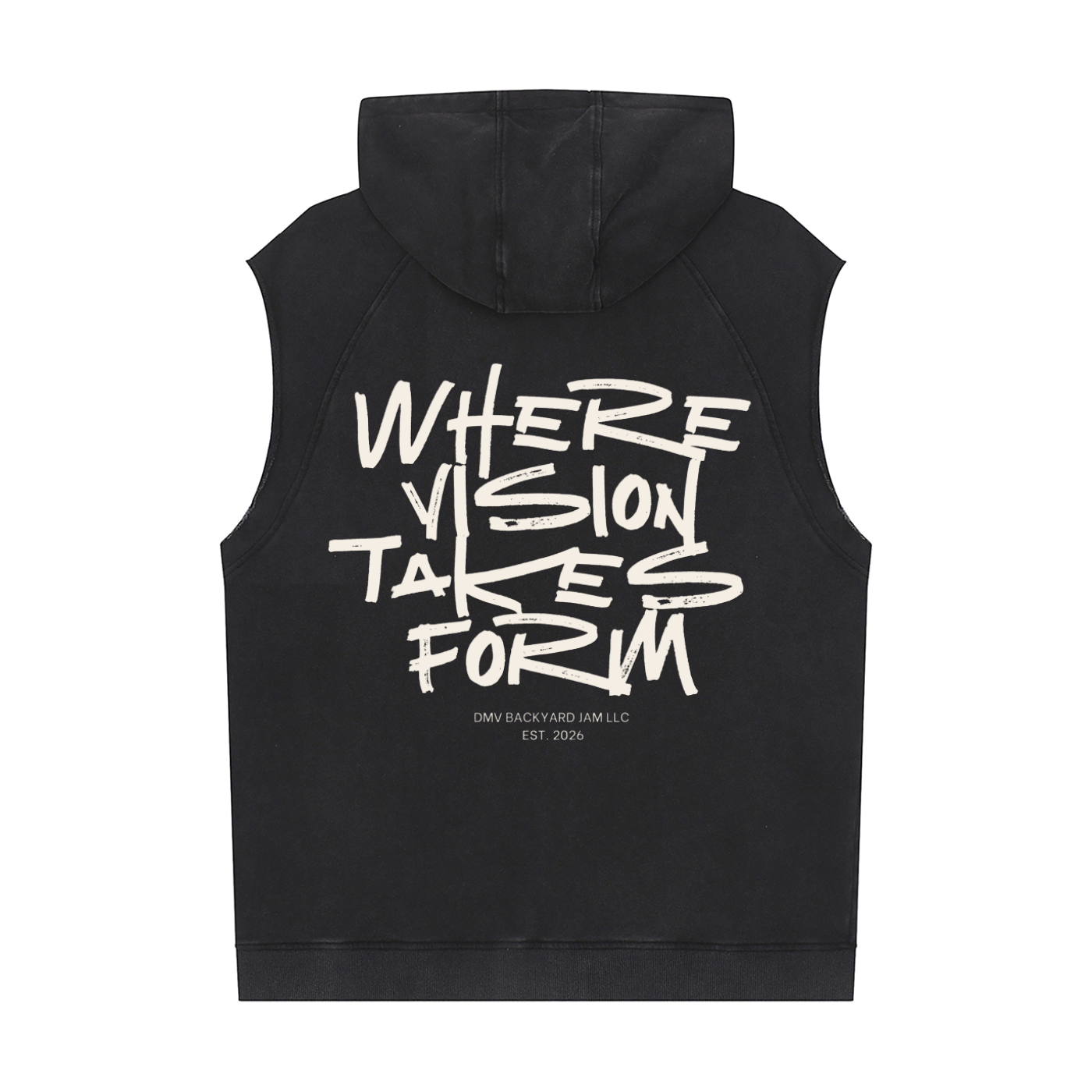 "Where Vision Takes Form" Washed Sleeveless Hoodie