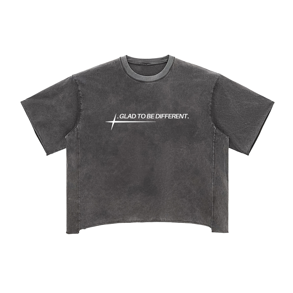 “Glad To Be Different” - Raw Edge Snow Washed Boxy T-Shirt